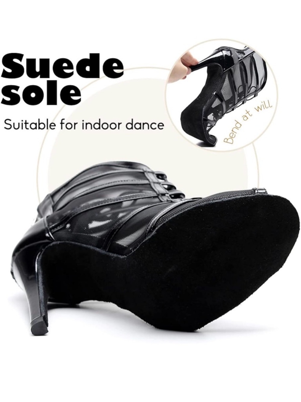 YKXLM Latin Dance Boots Salsa Women Ballroom Lace-up Ankle Open Toe Dance Shoes - Picture 8 of 8